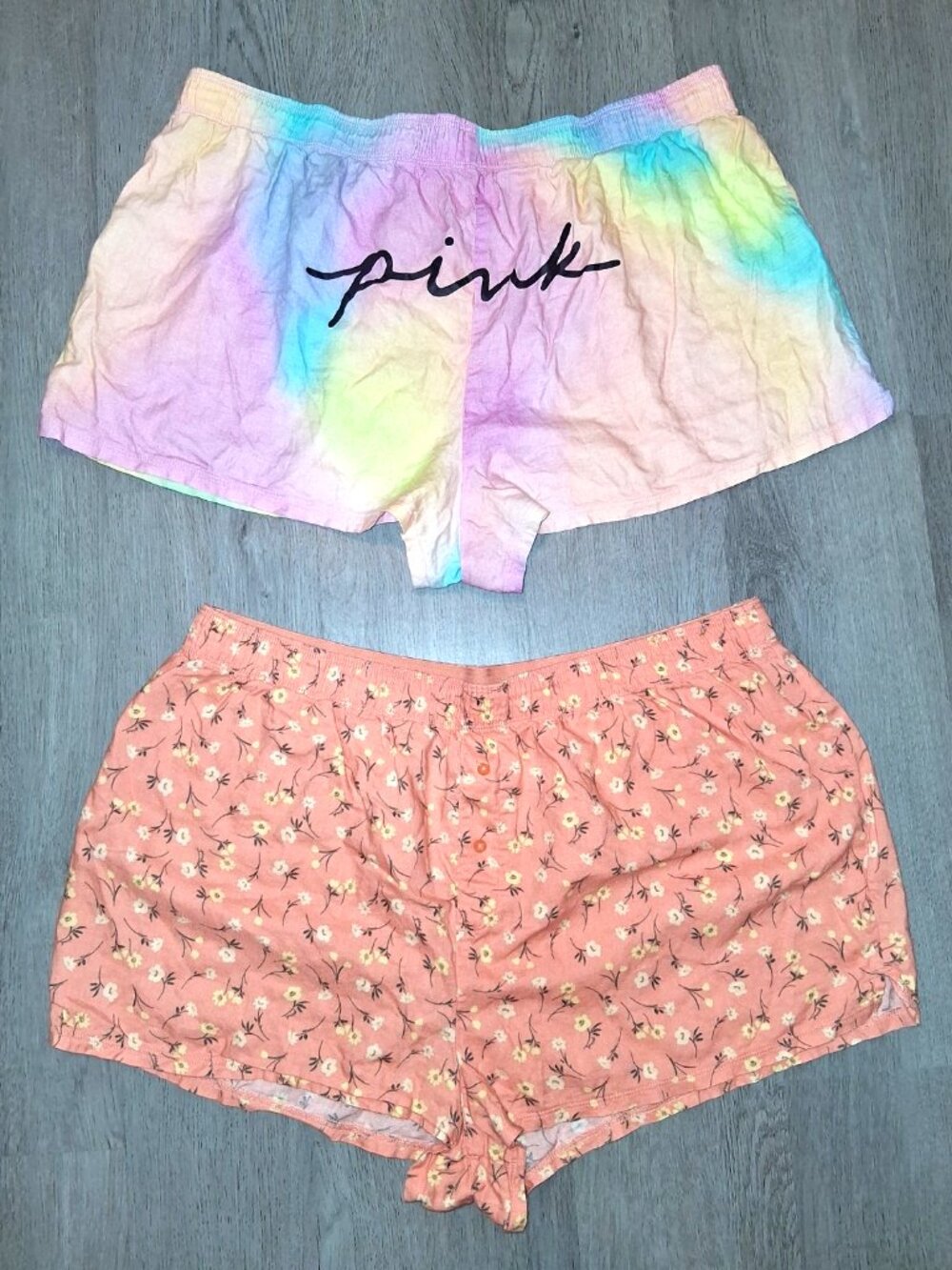 Victoria's Secret PINK Boxy Sleep Shorts Pajama Lounge Size XL Tie Dye Floral